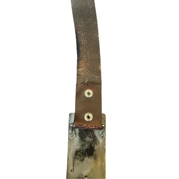 Armani Exchange Distressed Brown Leather Belt Metal Logo Detachable Buckle 38 - Picture 3 of 10